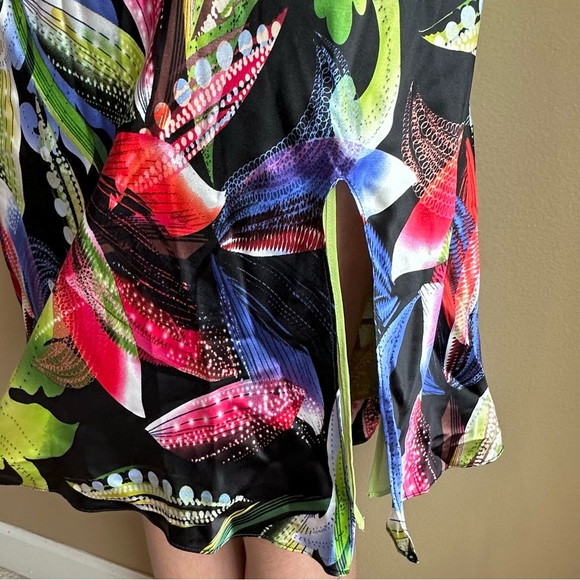 VTG Cache Womens Dress Floral Halter 100% Silk Y2K Party Bright Colorful Size 10 - Picture 11 of 16